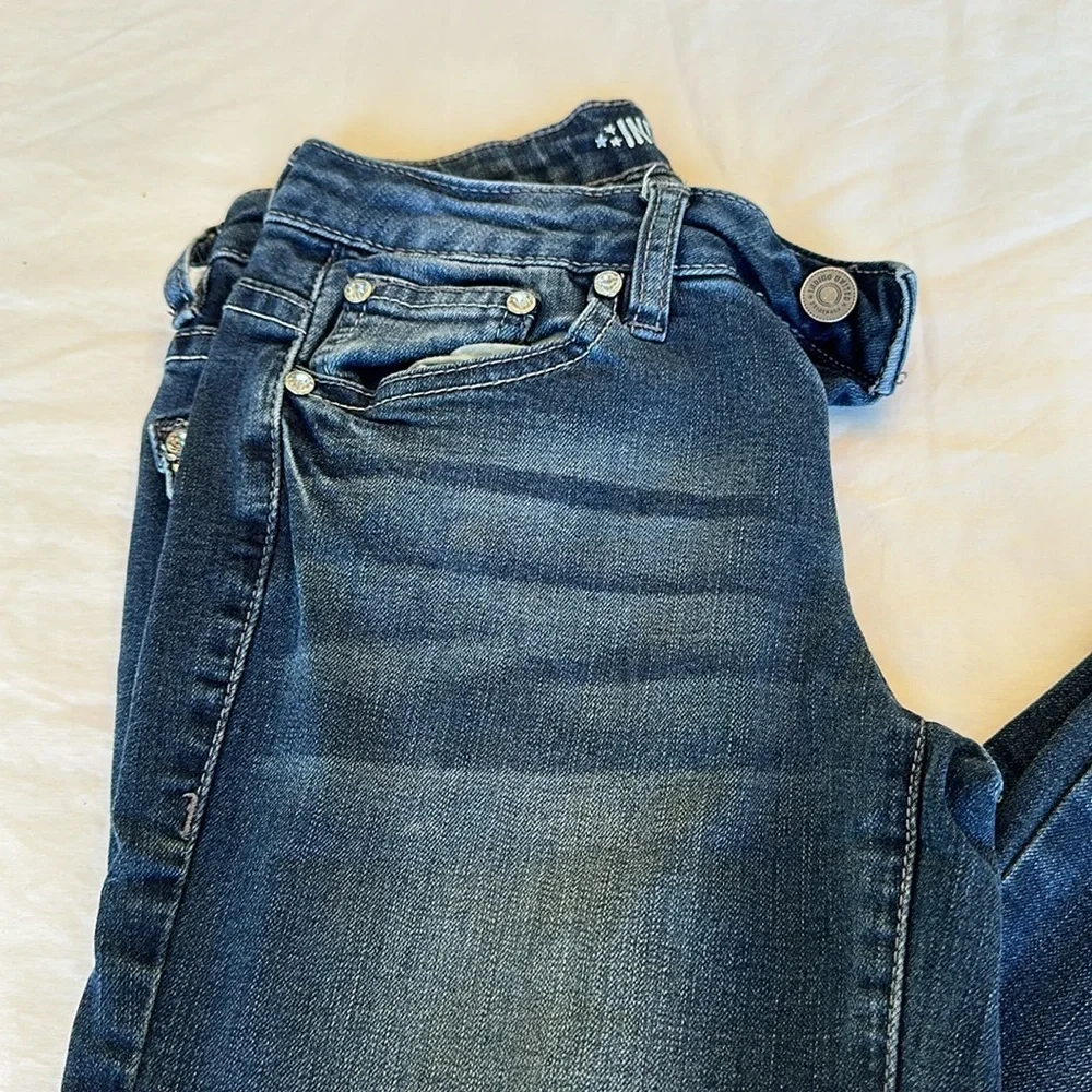 Indigo United jeans with gemstone design on back pockets bootcut GREAT CONDITION